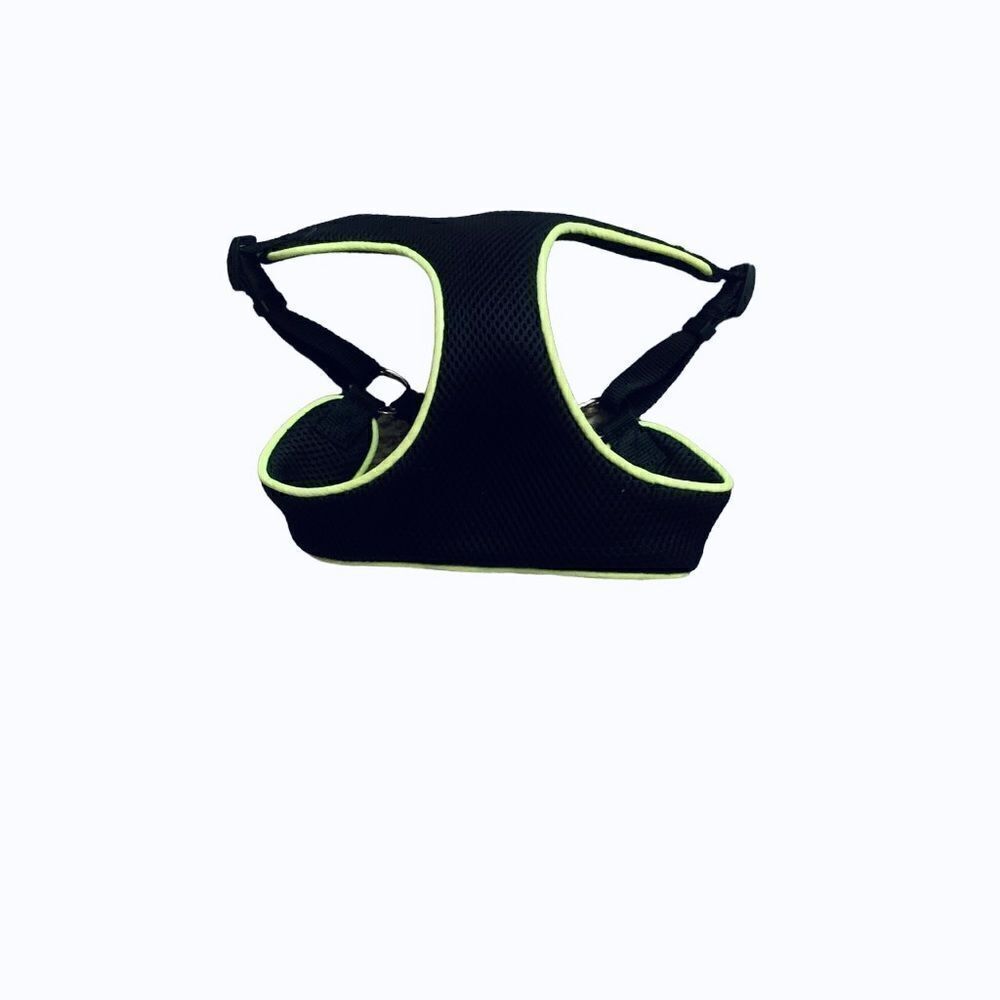 Black Mesh Neon Green Trimmed  Dog Harness Size Medium